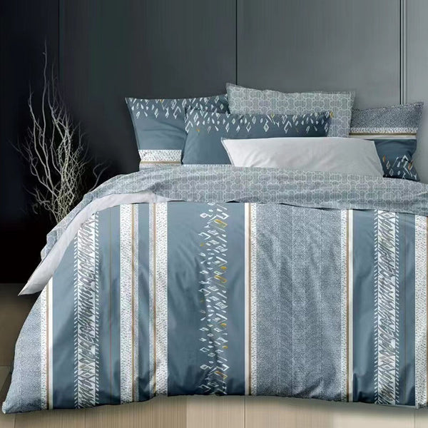 Azure Horizon Bed Sheet Set - Without Filling - 6 Pcs - 4 Pillow Covers - 1 Bedsheet - 1 Duvet Cover