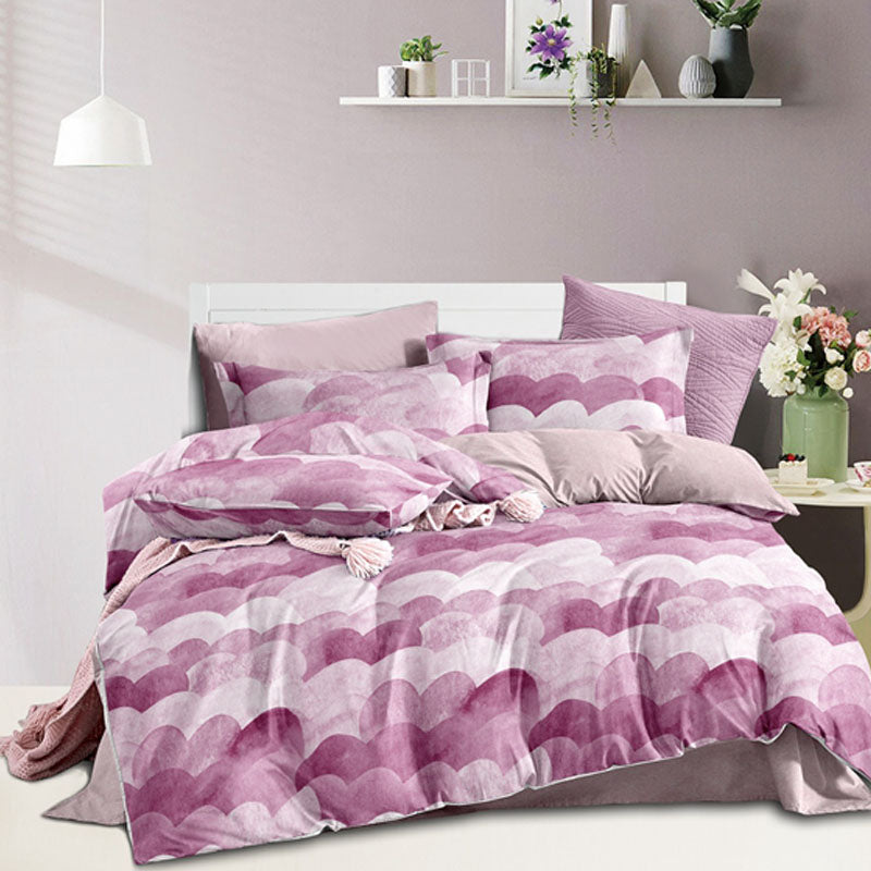 Cotton Candy Clouds Bed Sheet Set - Without Filling- 6 Pcs - 4 Pillow Covers - 1 Bedsheet - 1 Duvet Cover