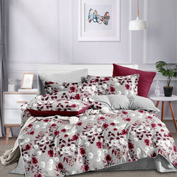 Ruby Bloom Bed Sheet Set - Without Filling- 6 Pcs - 4 Pillow Covers - 1 Bedsheet - 1 Duvet Cover