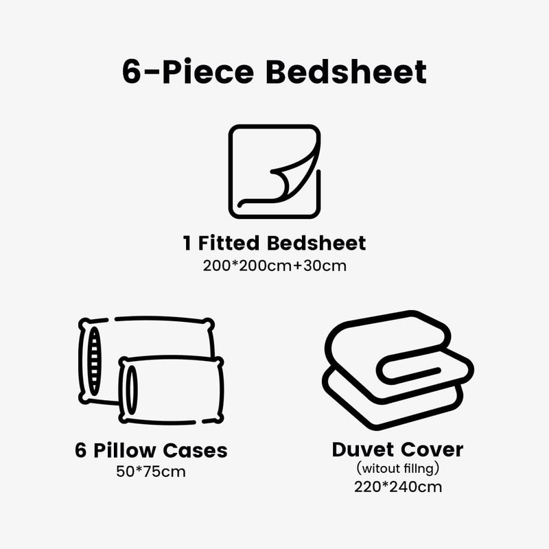 Monochrome Elegance Bed Sheet Set - Without Filling- 4 Pcs -2 Pillow Covers - 1 Fitted Bedsheet - 1 Duvet Cover