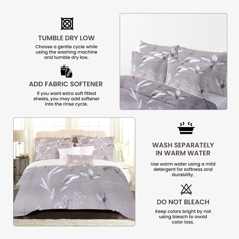 Whimsical Grove Bed Sheet Set - Without Filling - 6 Pcs - 4 Pillow Covers - 1 Bedsheet - 1 Duvet Cover