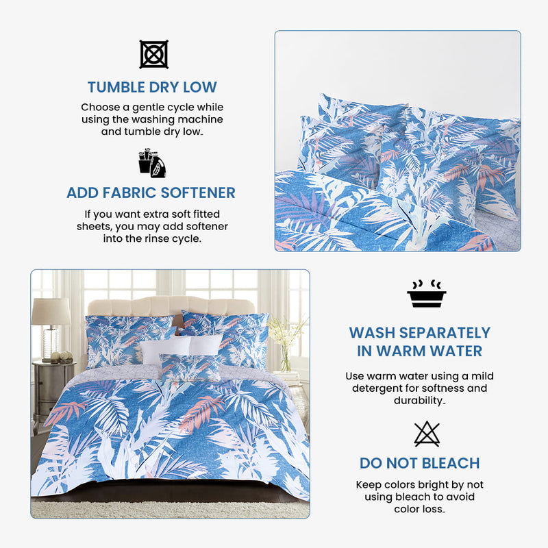 Azure Canopy Bed Sheet Set - Without Filling- 6 Pcs - 4 Pillow Covers - 1 Bedsheet - 1 Duvet Cover