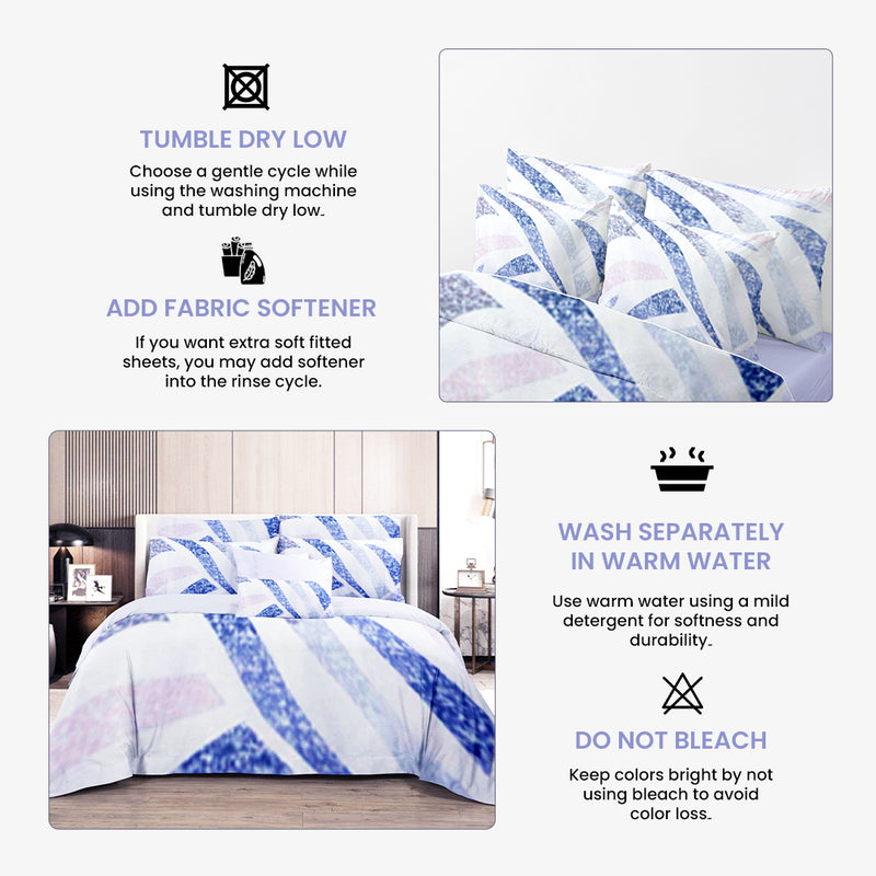 Subtle Serenity Bed Sheet Seta - Without Filling- 6 Pcs - 4 Pillow Covers - 1 Bedsheet - 1 Duvet Cover