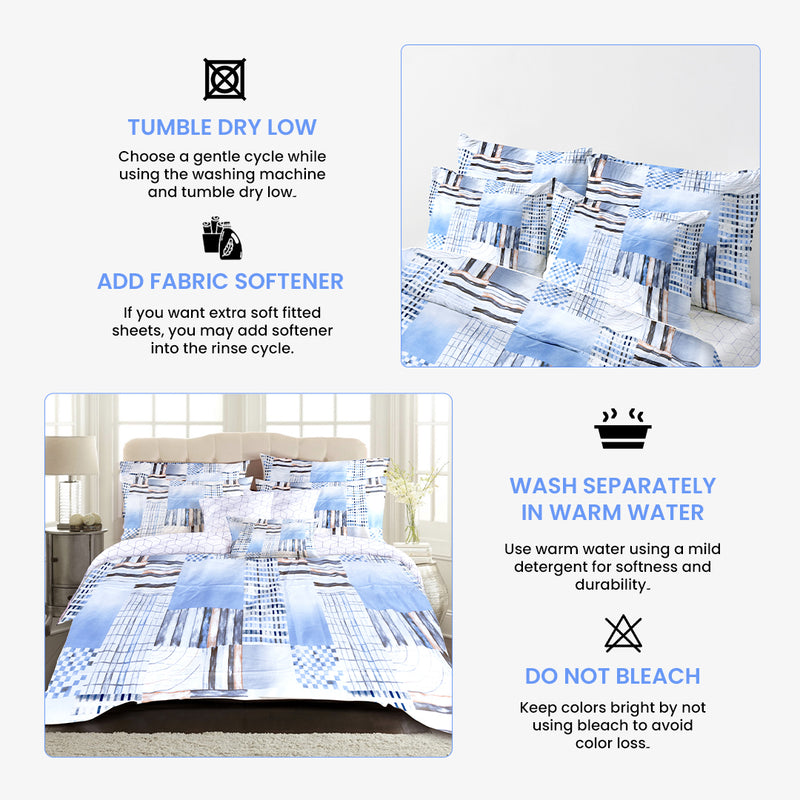 Whispering Lines Bed Sheet Set - Without Filling- 6 Pcs - 4 Pillow Covers - 1 Bedsheet - 1 Duvet Cover