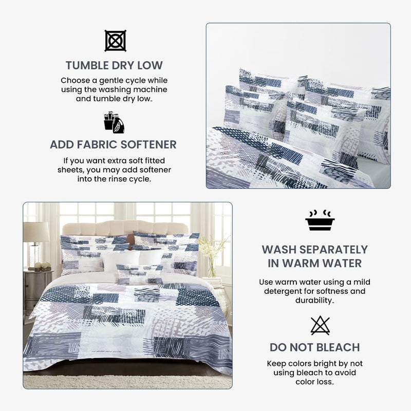 Chic Neutrality Bed Sheet Set - Without Filling- 4 Pcs -2 Pillow Covers - 1 Fitted Bedsheet - 1 Duvet Cover