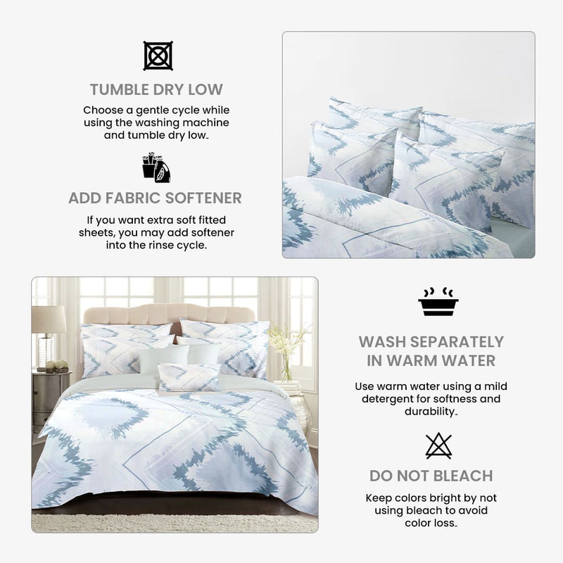 Ocean Breeze Bed Sheet Set - Without Filling- 6 Pcs - 4 Pillow Covers - 1 Bedsheet - 1 Duvet Cover