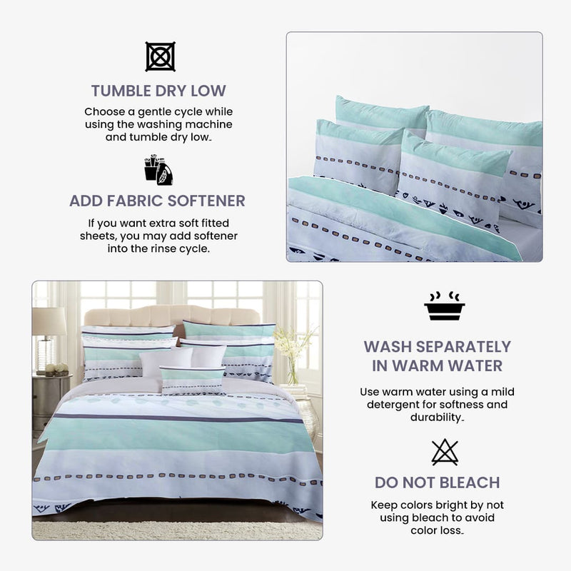 Geo Harmony Bed Sheet Set - Without Filling- 6 Pcs - 4 Pillow Covers - 1 Bedsheet - 1 Duvet Cover