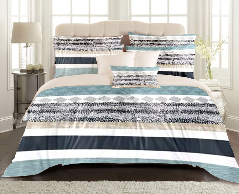 Monochrome Serenity Bed Sheet Set - Without Filling - 6 Pcs - 4 Pillow Covers - 1 Bedsheet - 1 Duvet Cover