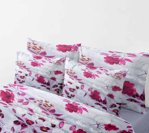 Ruby Bloom Bed Sheet Set - Without Filling- 6 Pcs - 4 Pillow Covers - 1 Bedsheet - 1 Duvet Cover