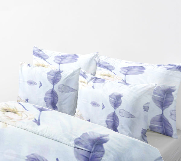 Azure Bloom Bed Sheet Set - Without Filling- 6 Pcs - 4 Pillow Covers - 1 Bedsheet - 1 Duvet Cover